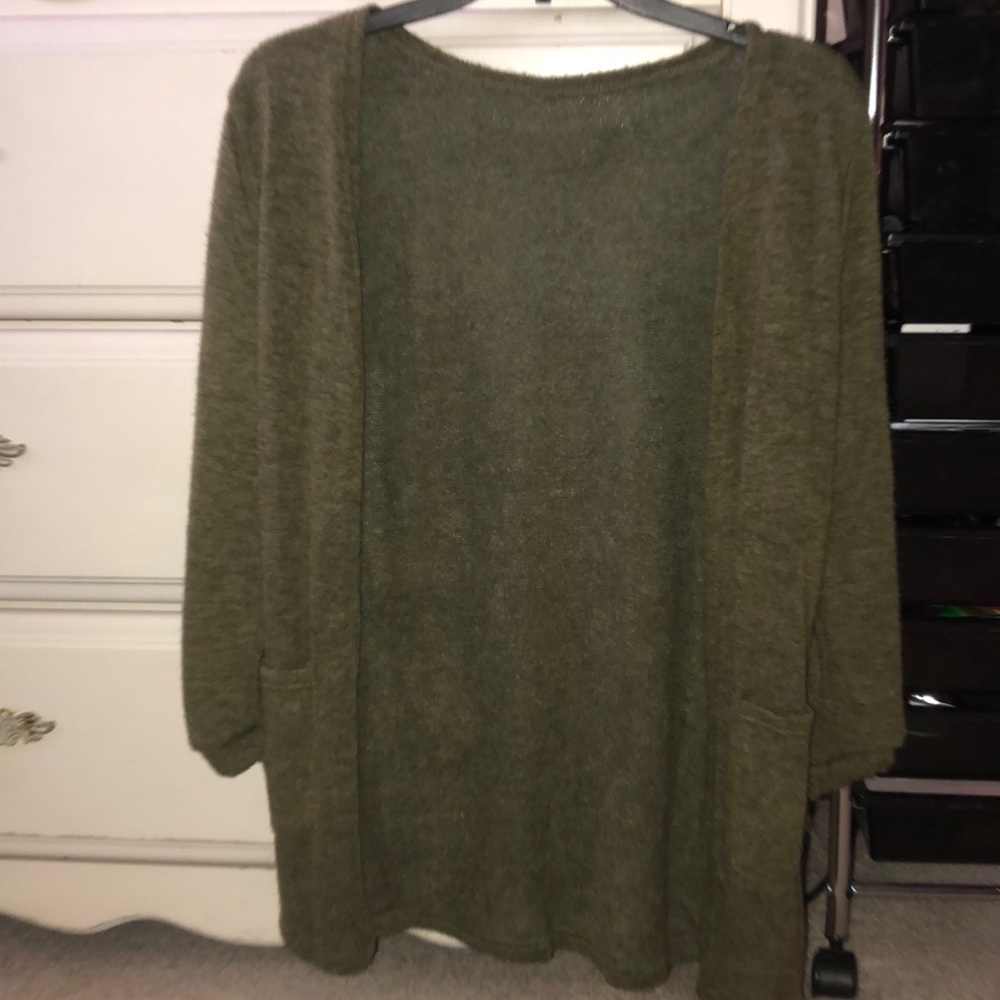 Army green cardigan